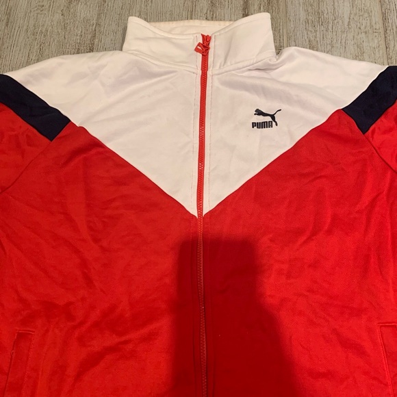 PUMA MCS 87 Track Jacket Mens 2XL Red White Black Full Zip Soccer Retro - Picture 3 of 7